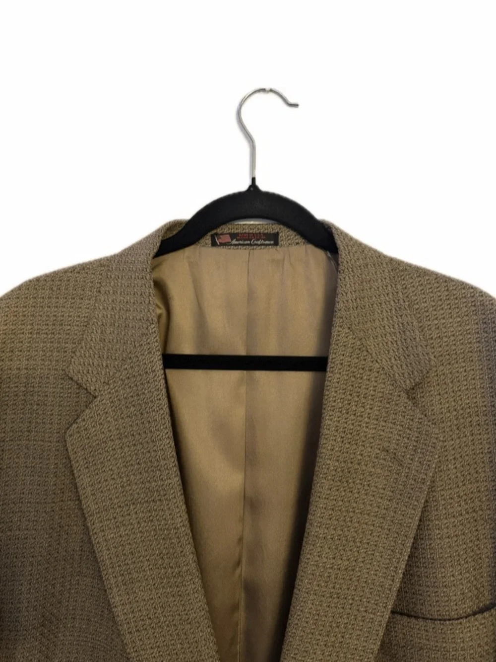 MENS 50R STAFFORD TAN/BROWN WOOL TWEED HERRINGBONE CLASSIC FIT SPORTS COAT